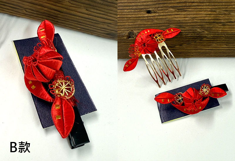 傳統紅春仔花(石榴花)夾/胸針/髮梳 傳統紅春仔花(石榴花)夾/胸針/髮梳