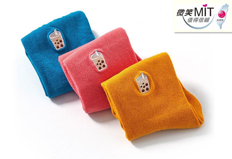 台灣美食襪-珍珠奶茶 (多色) 刺繡款 微笑台灣MIT認證