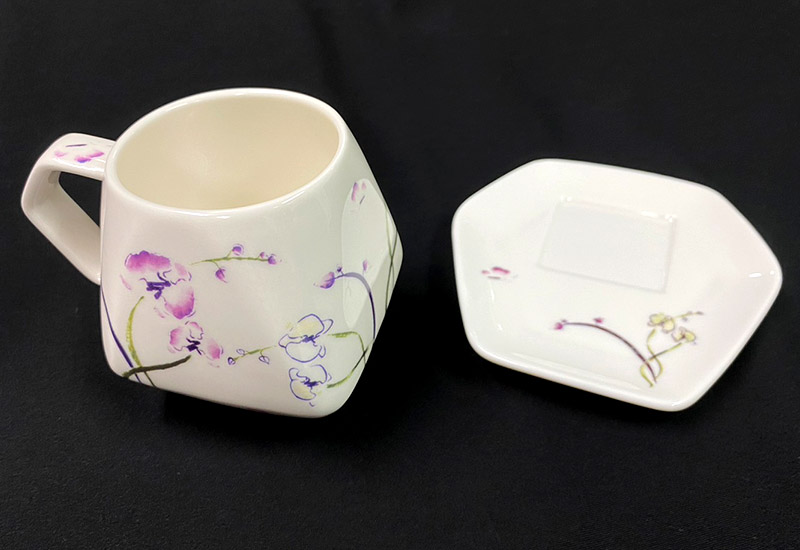 傑作陶 蘭花蝴蝶天燈咖啡杯盤組 coffee cups