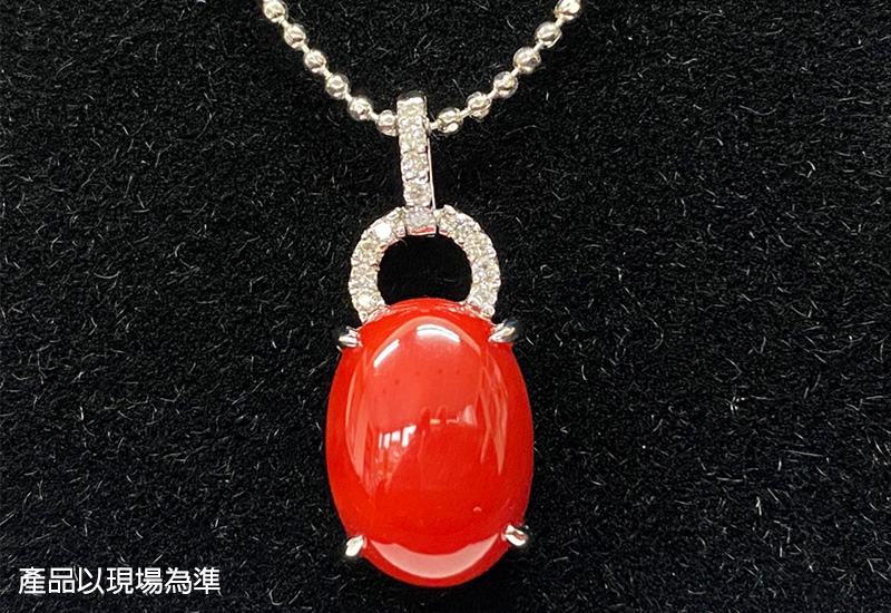 蘇澳珊瑚 珊瑚戒面18K墜子 珠寶飾品 台灣珊瑚項鍊墜 AEKPDC0101 